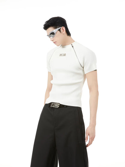 Genderless slim fit knit t-shirt