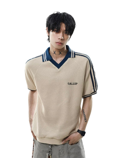 Relaxed college style collar polo shirt
