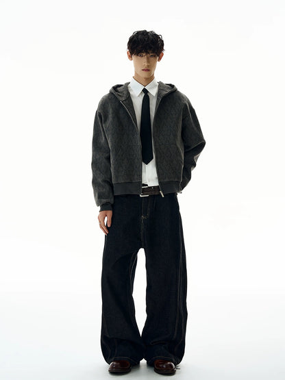 Charcoal patterned sculpted contour hoodie