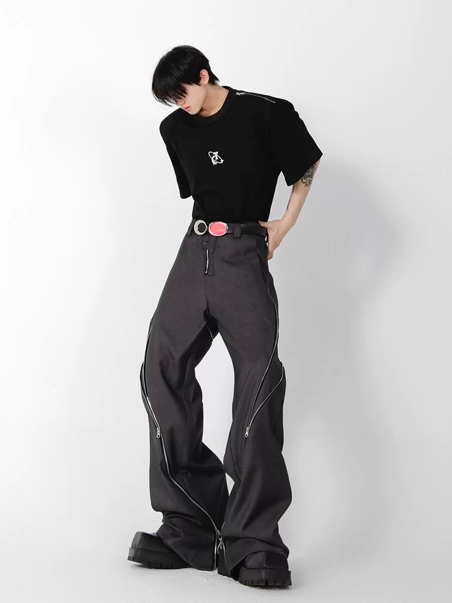 Zipper pull out straight pants