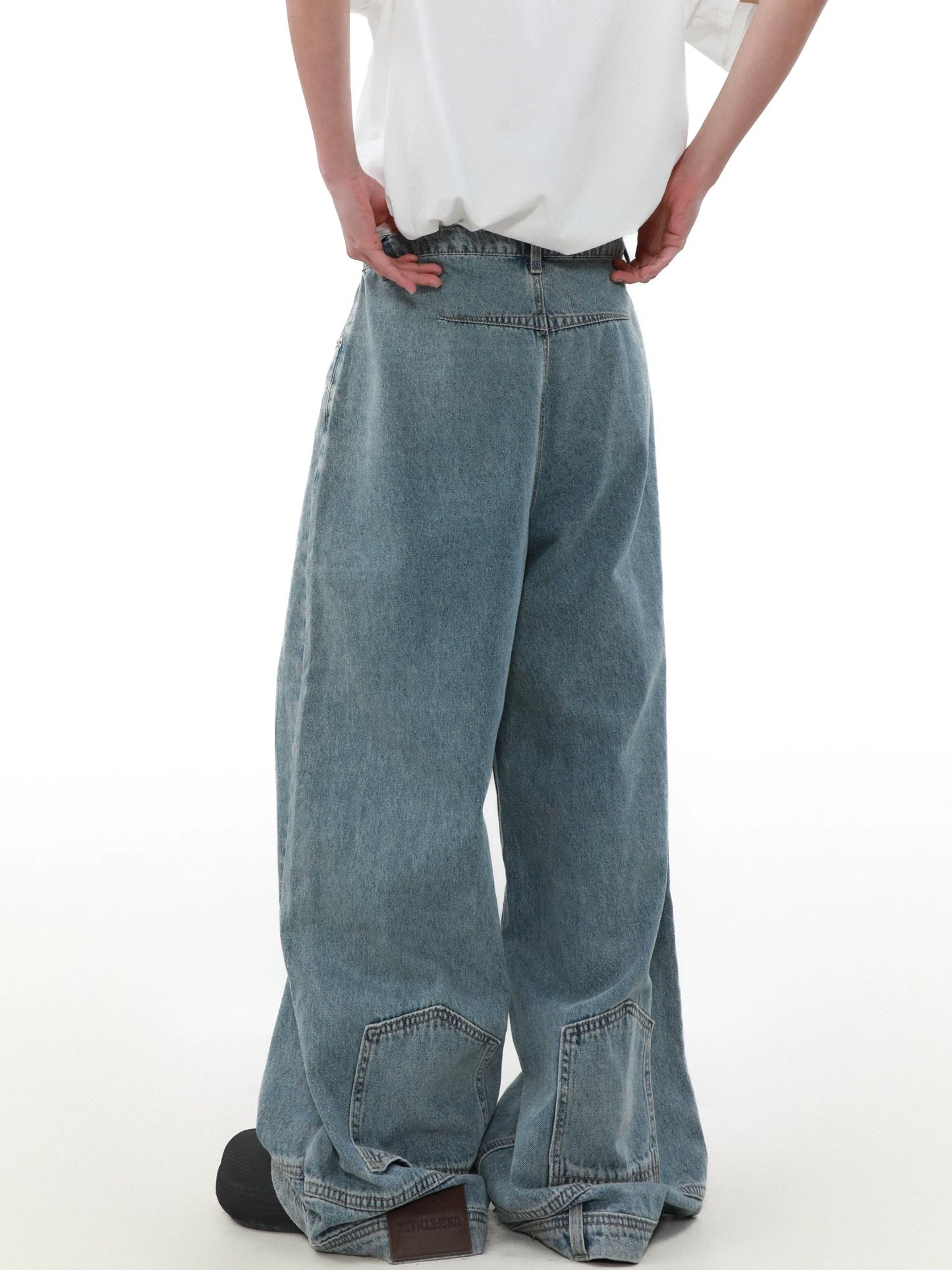 Inverted wide denim pants