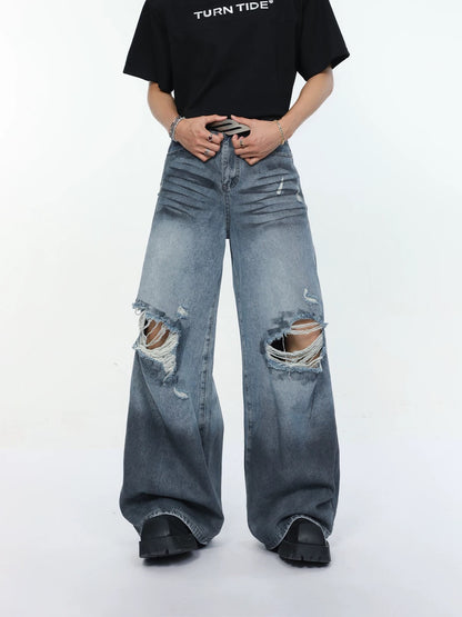 Vintage dirty ripped denim pants