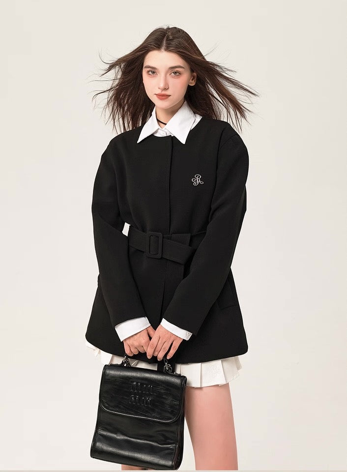 High-end metallic clip cotton black suit jacket