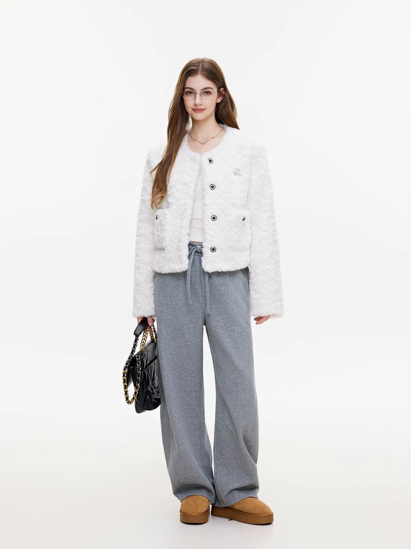 Ethereal snow white fur jacket