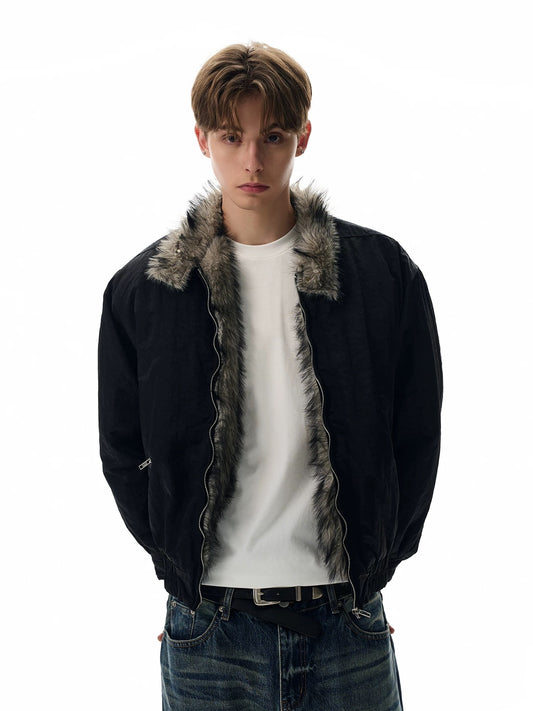 Nocturnal luxe fur bomber jacket