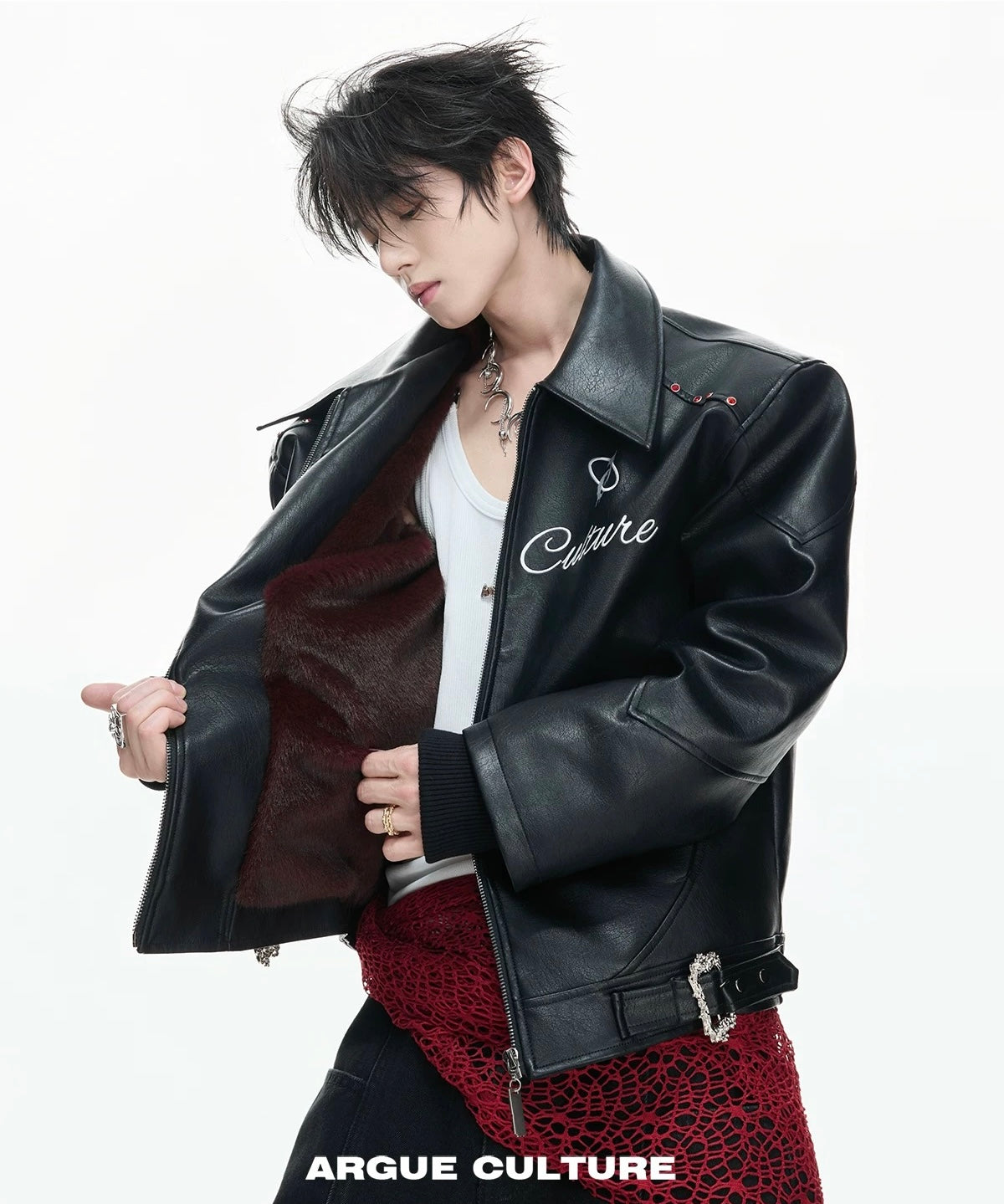 Inferno noir studded command leather jacket