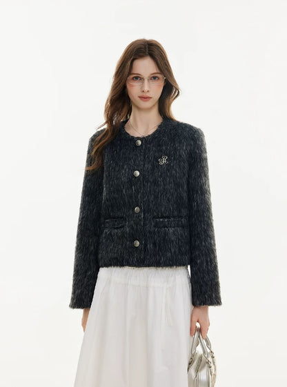 Elegant textured tweed classic jacket