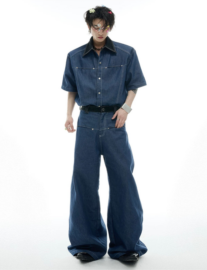 Snake pattern seamless denim setup pants