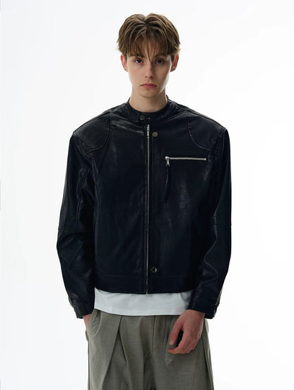 Celestial linearity modern crafted leather jacket