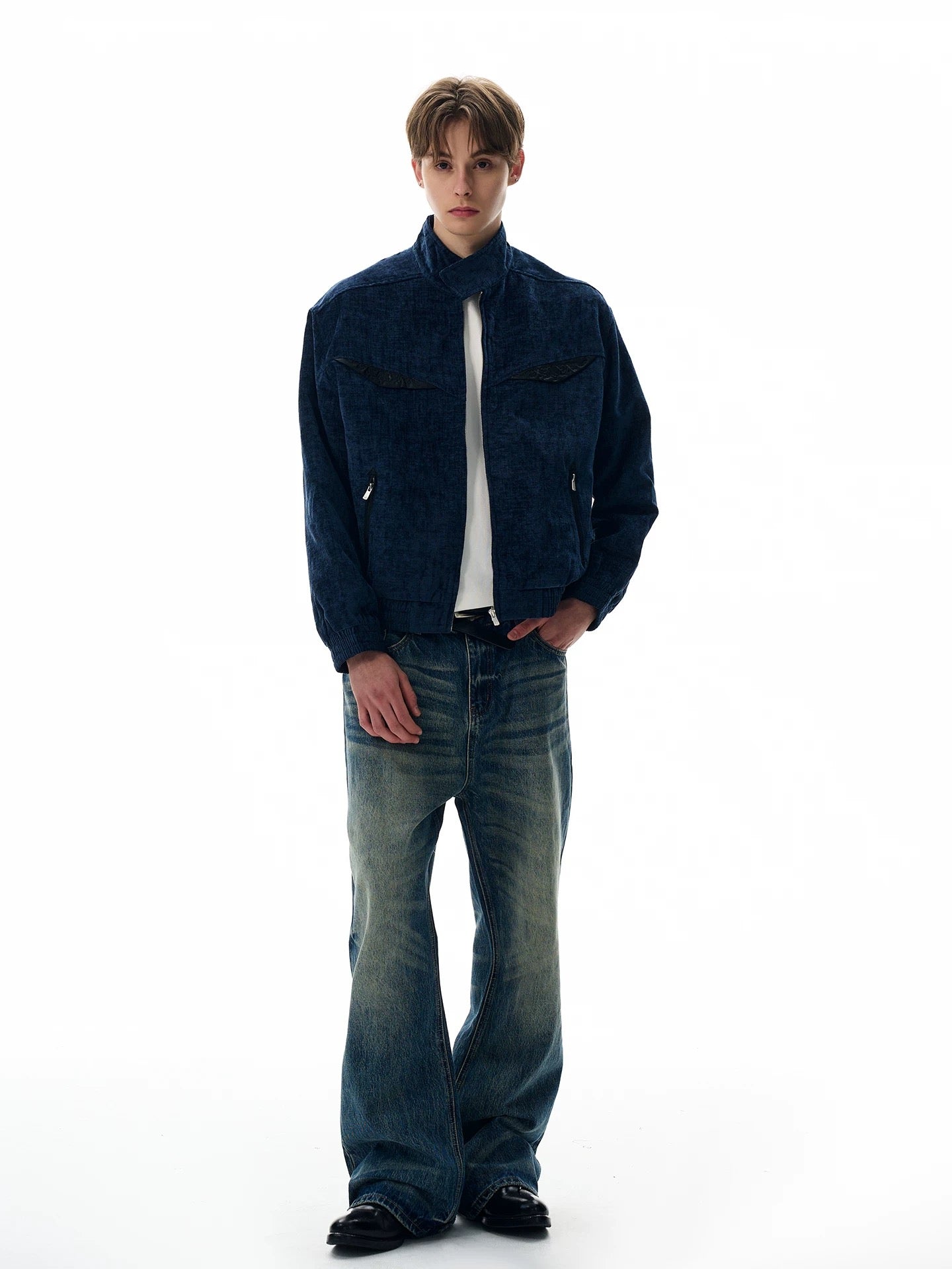 Velvet skyline refined tailored bomber jacket