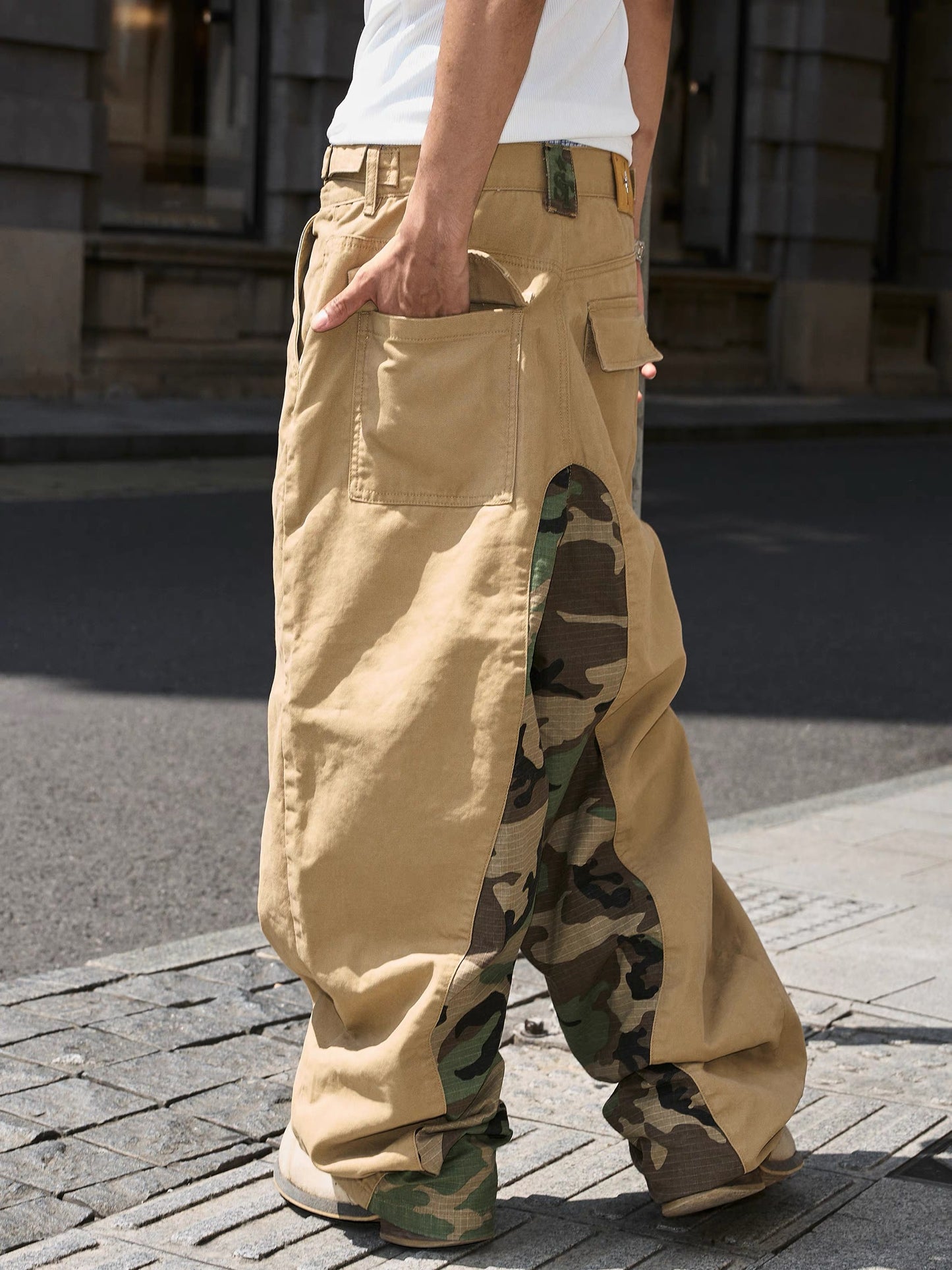 Desert fusion wide leg camouflage panel cargo pants