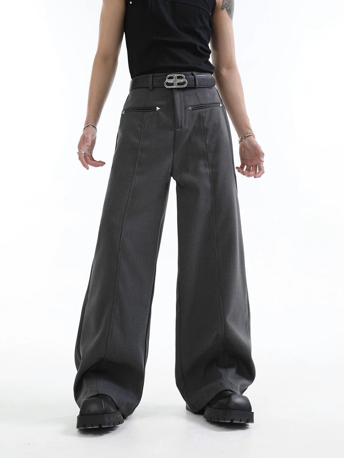Elegant straight shaft suit pants
