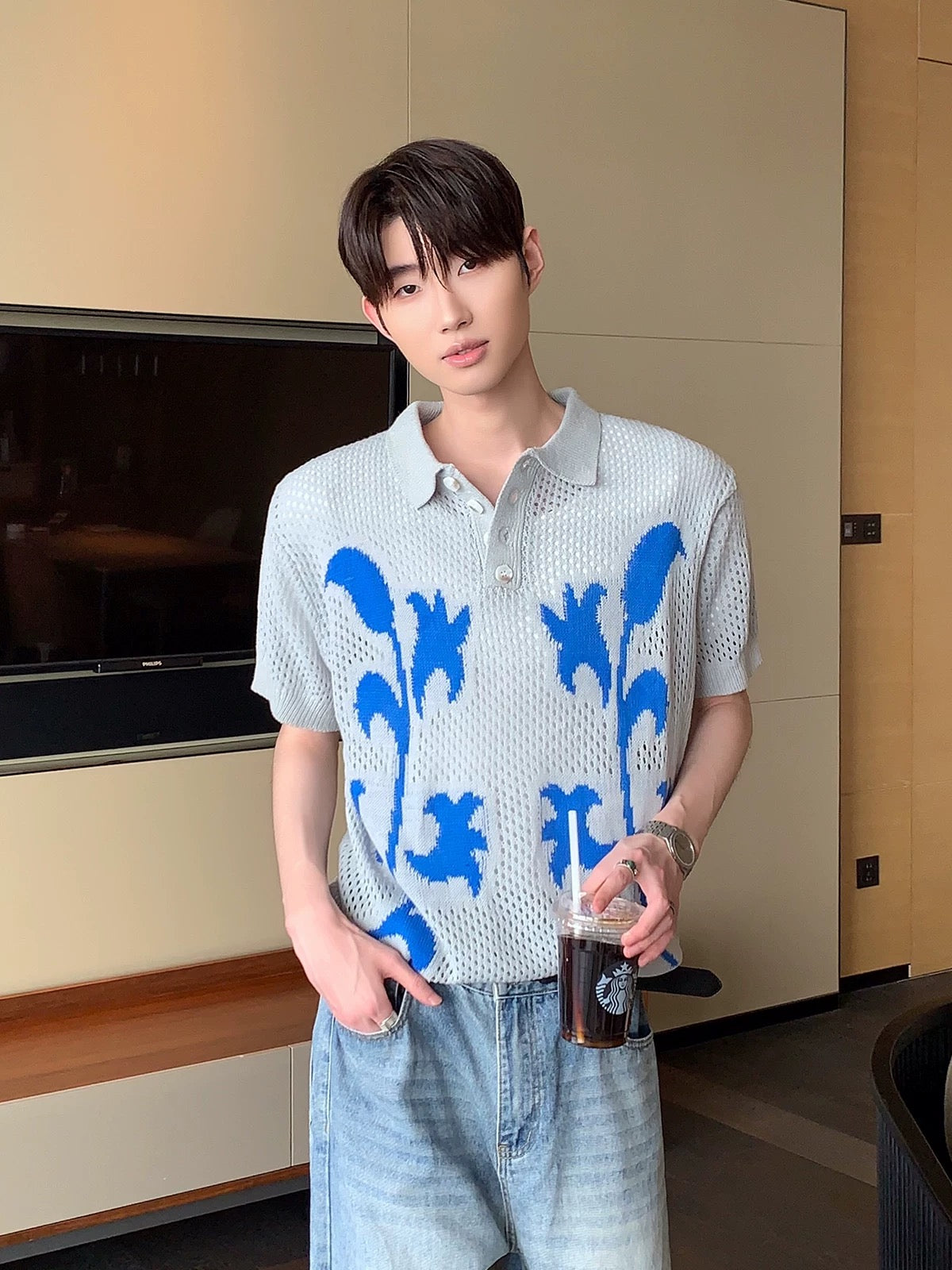 Mystique seoul summer knit polo shirt