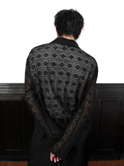 Casual knitted perforated long sleeve t-shirt