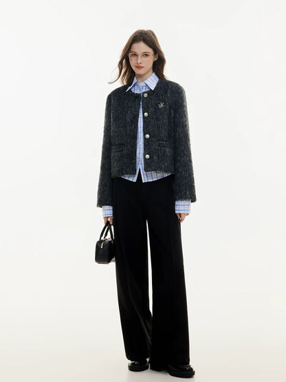 Elegant textured tweed classic jacket