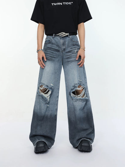Vintage dirty ripped denim pants