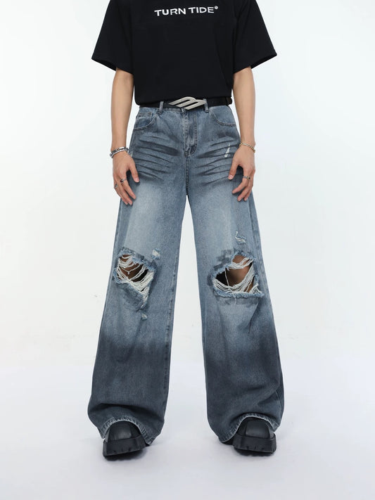 Vintage dirty ripped denim pants