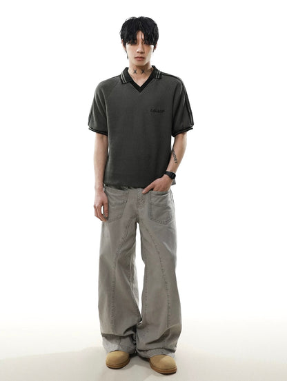 Relaxed college style collar polo shirt