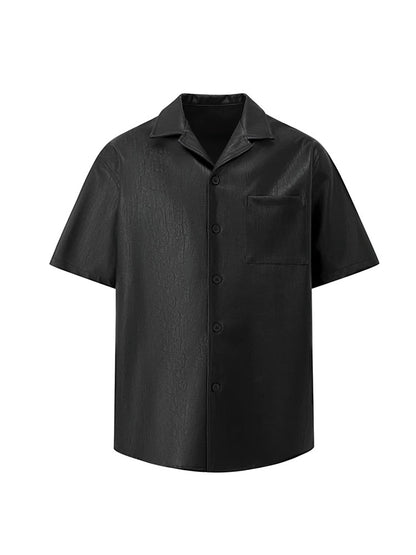 Premium sensory korean leather short sleeve jacket