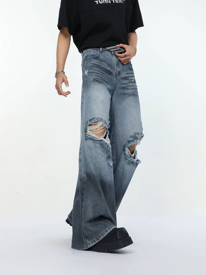 Vintage dirty ripped denim pants