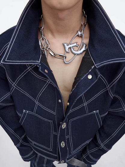 Heavy metal chain punk matte finish necklace