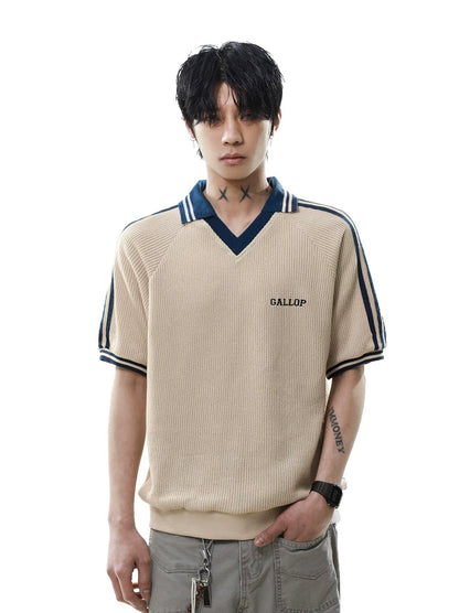 Relaxed college style collar polo shirt