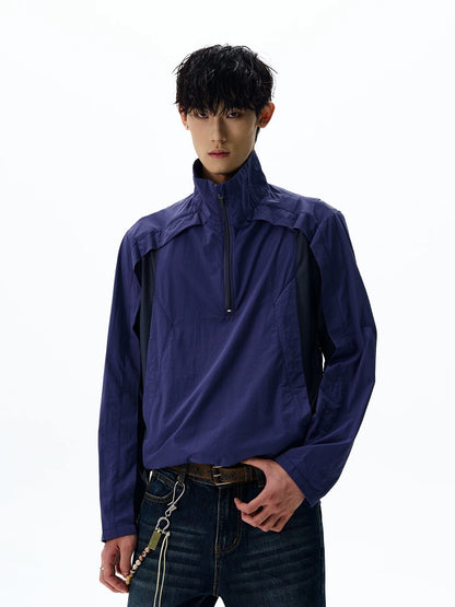 Technical shell layered geometric lines jacket