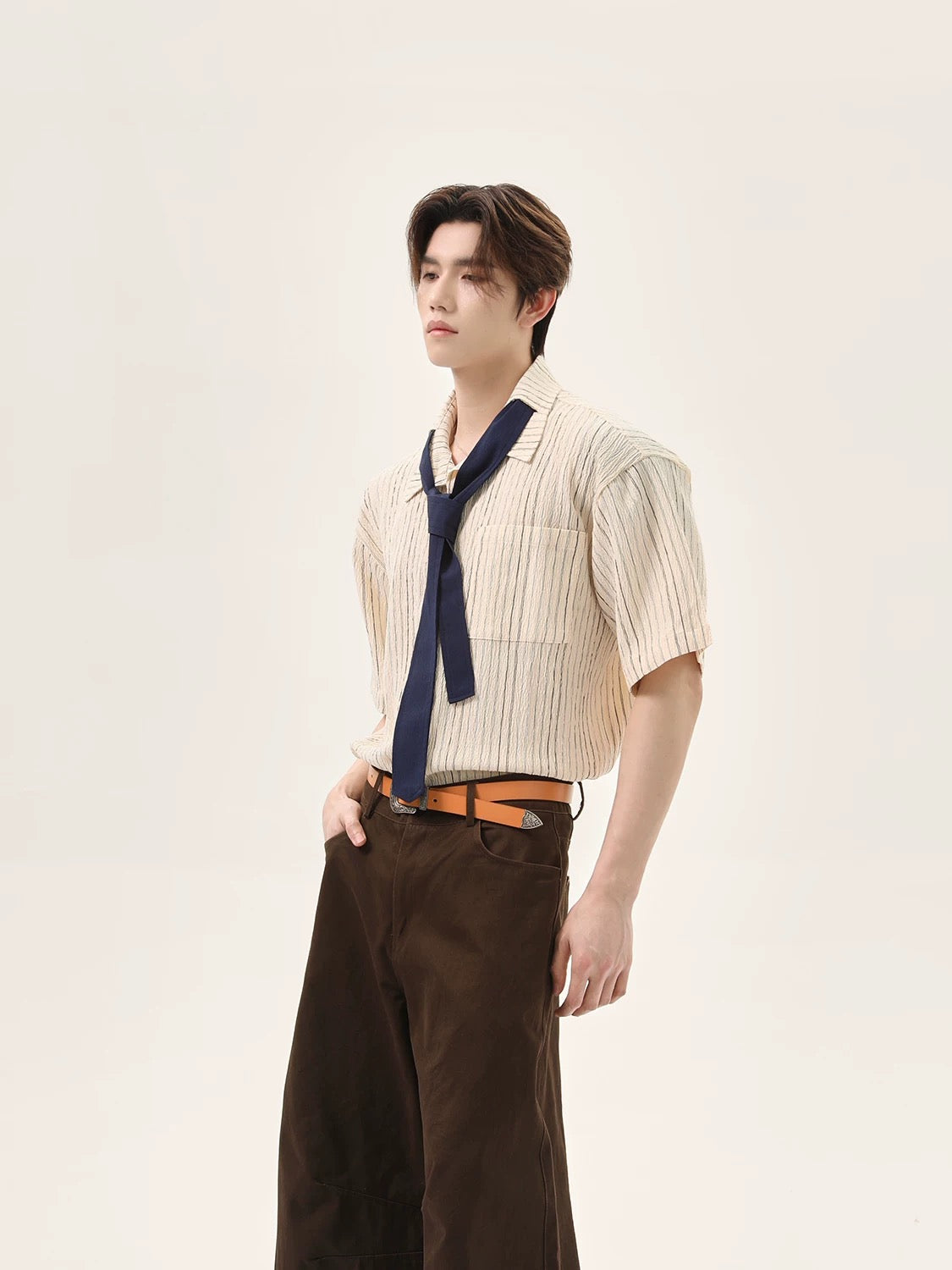 Color coded striped design tie shirt