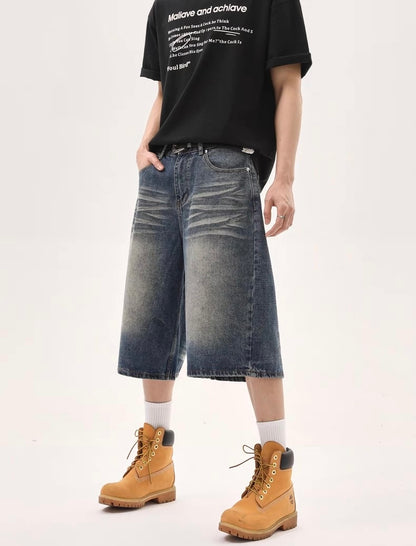 Vintage washed casual denim short pants