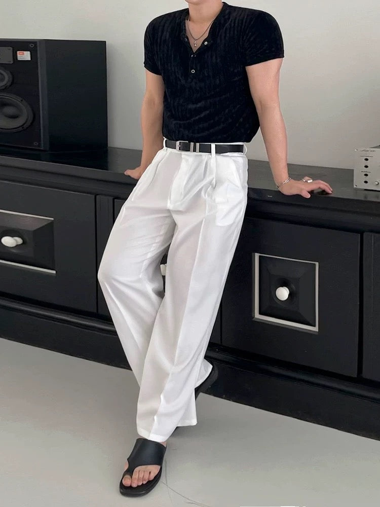 Luxury ribbed charm short sleeve polo shirt