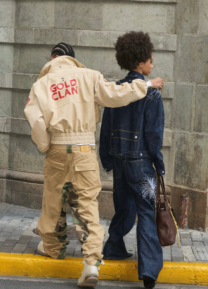 Desert fusion wide leg camouflage panel cargo pants