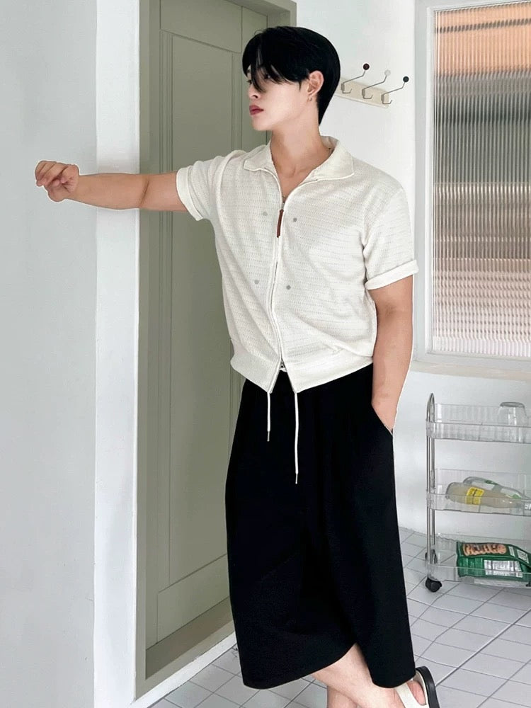Essential summer shirt with luxe inspired zipper closure