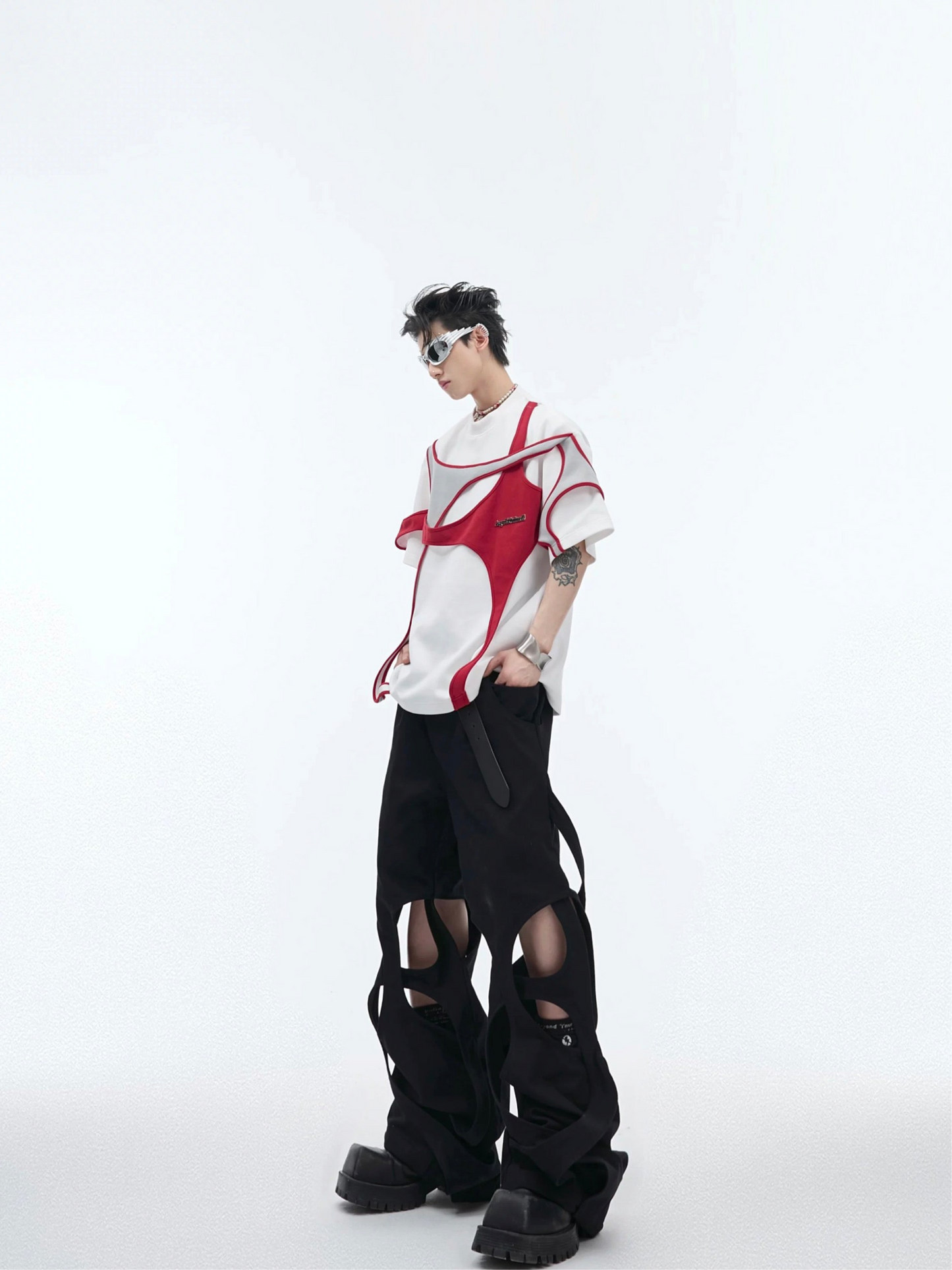 Double layer futuristic coated t-shirt