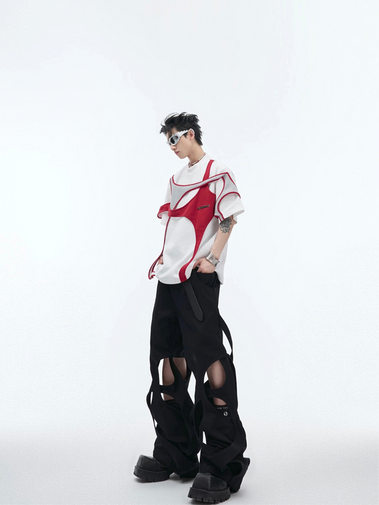 Double layer futuristic coated t-shirt
