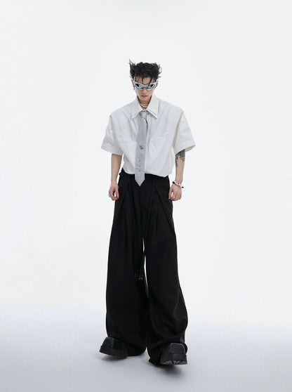 Double collar cushion shoulder shirt