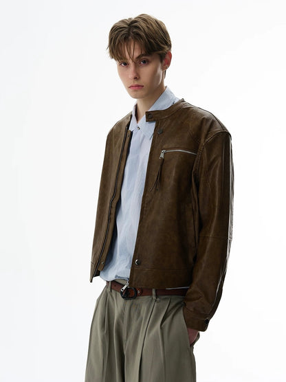 Celestial linearity modern crafted leather jacket