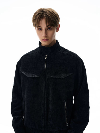 Velvet skyline refined tailored bomber jacket