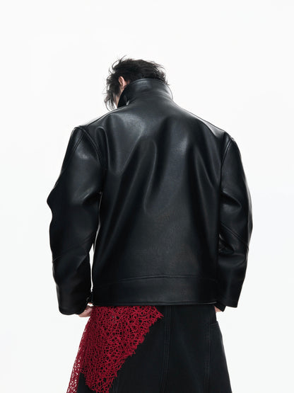 Inferno noir studded command leather jacket