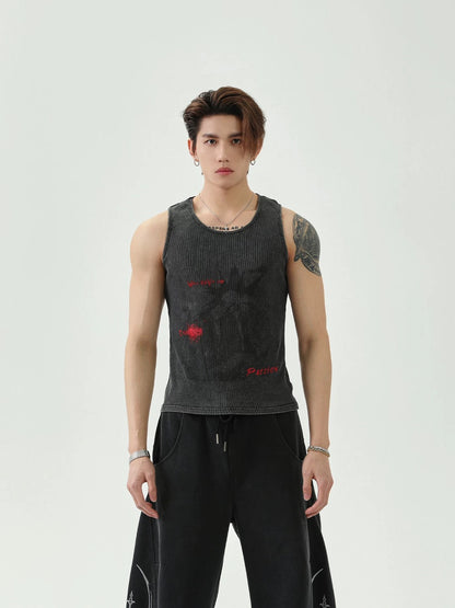 Letter graffiti fitted tank top