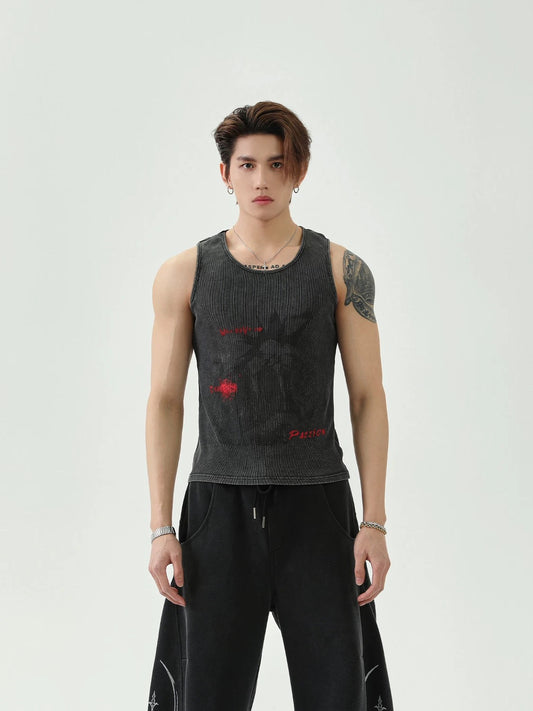 Letter graffiti fitted tank top