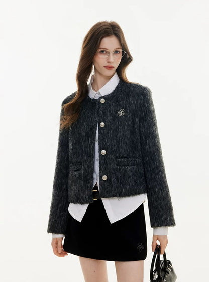 Elegant textured tweed classic jacket