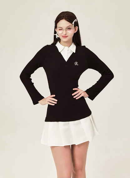 Feminine precision classic girlish knit dress