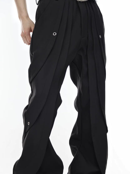 Hand split decomposed slim fit pants
