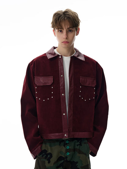 Obsidian contrast croco trim jacket