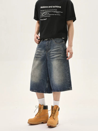 Vintage washed casual denim short pants