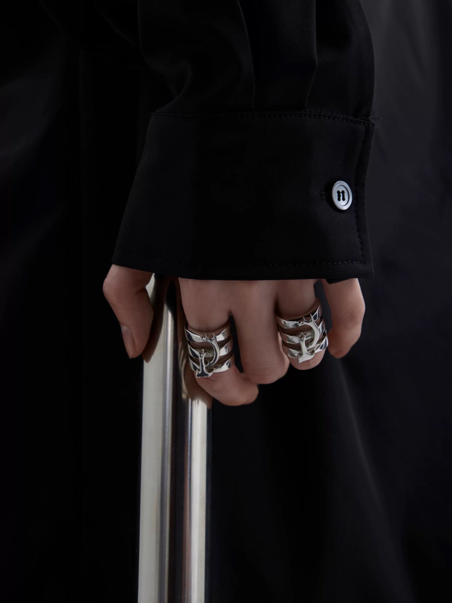 Futuristic titanium steel pioneering ring