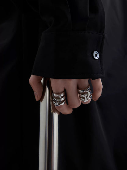 Futuristic titanium steel pioneering ring