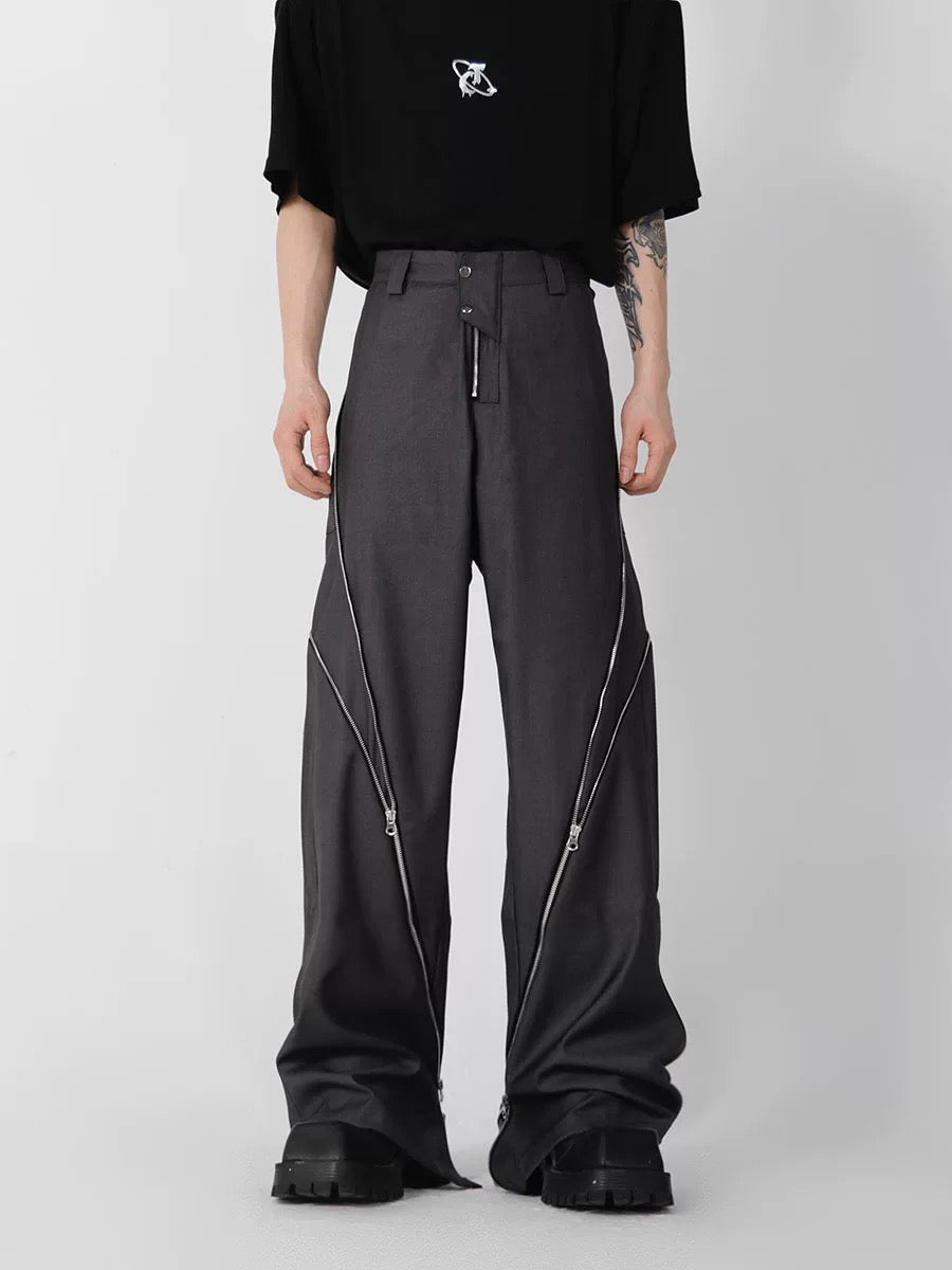 Zipper pull out straight pants