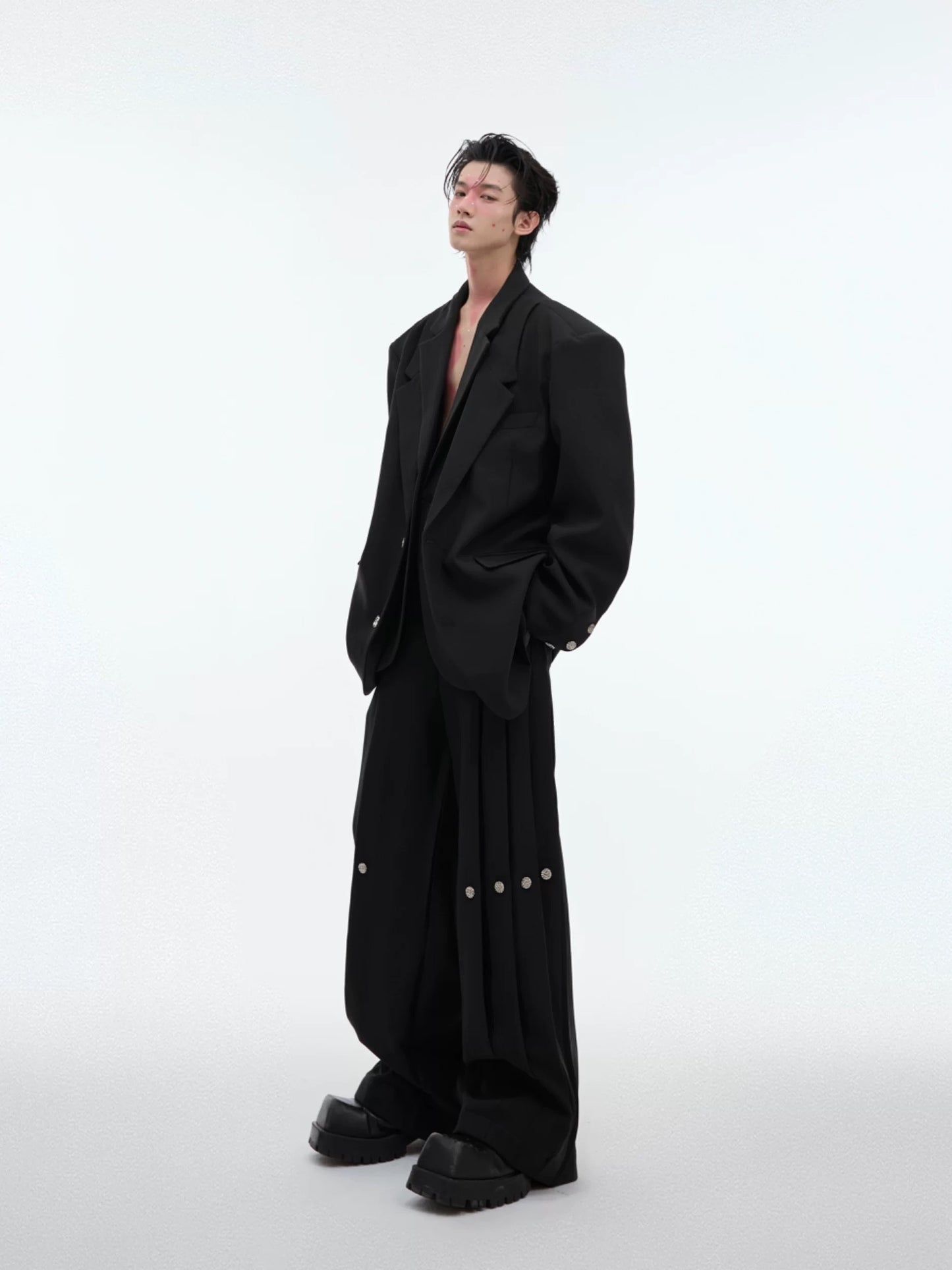 Monarch infinite engraved metal ornamented pants