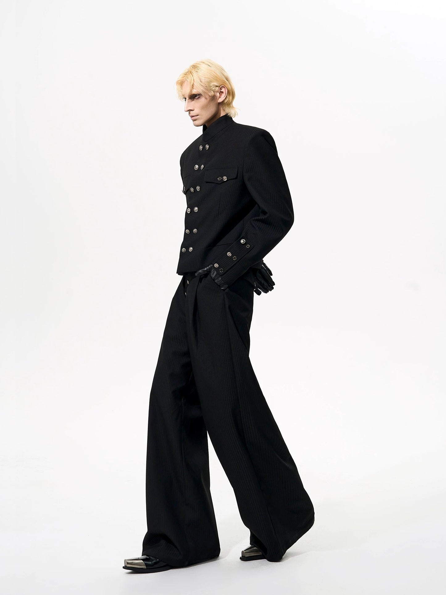 Obsidian archive military cut buttoned cropped pants